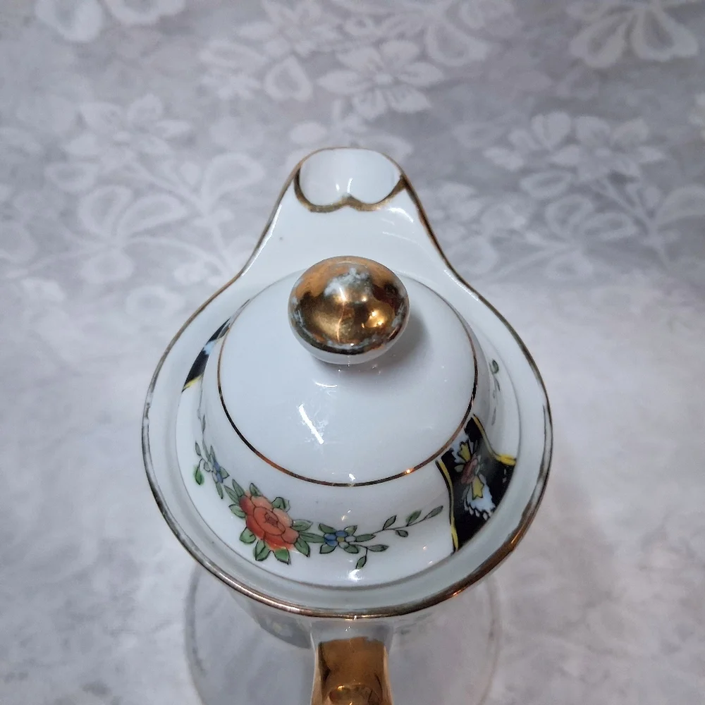 Antique Noritake Coffee Or Chocolate Pot And Service For Five Floral